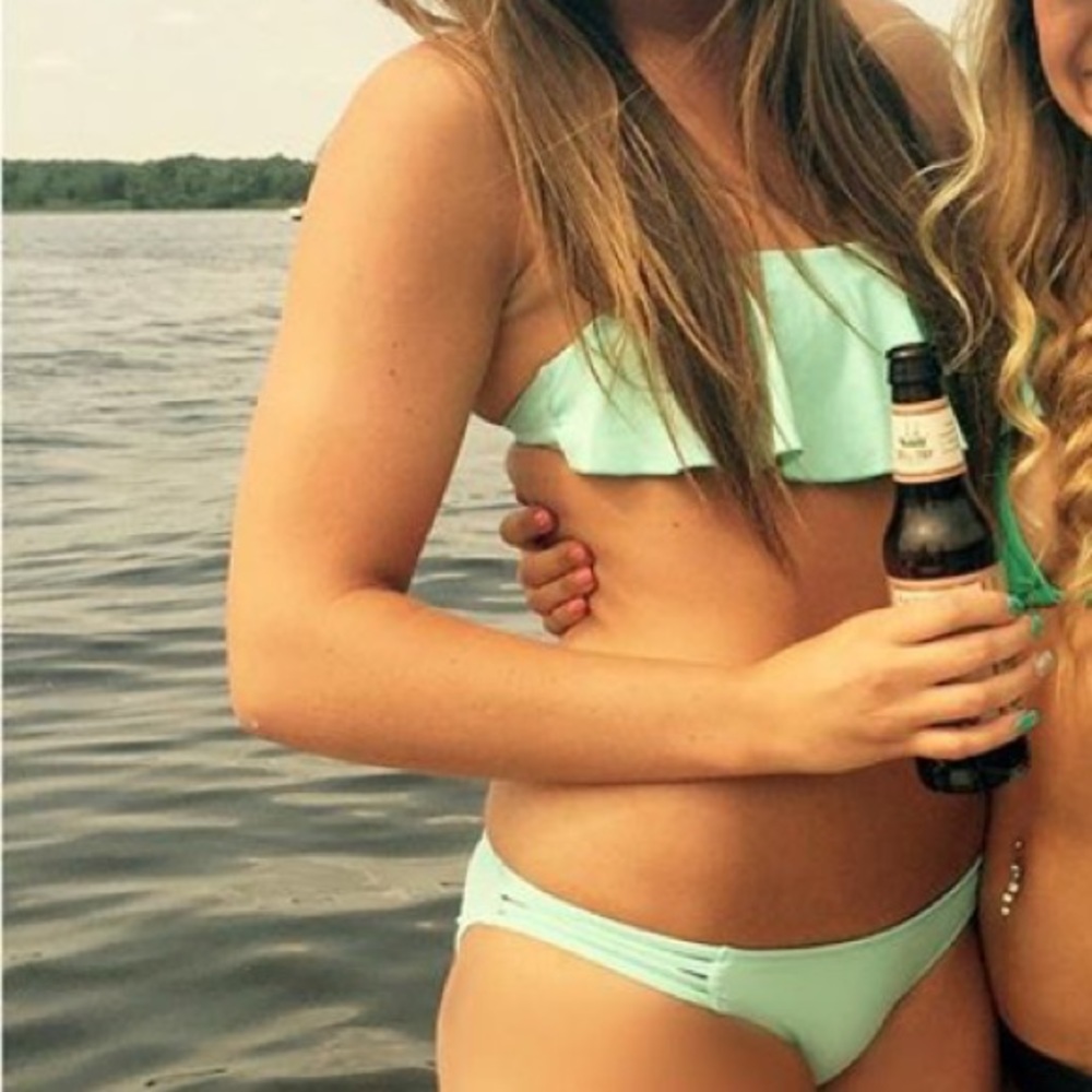 Mint green strapless bikini